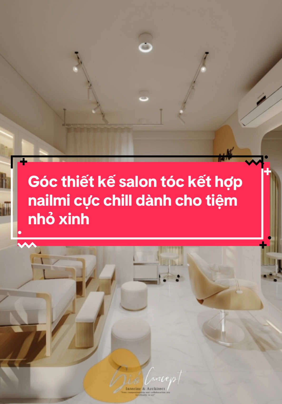 Góc thiết kế salon tóc kết hợp nailmi cực chill dành cho tiệm nhỏ xinh #xuhuong #gioconcept #thietkespa #thicongspa #nailmi #thietkesalon 