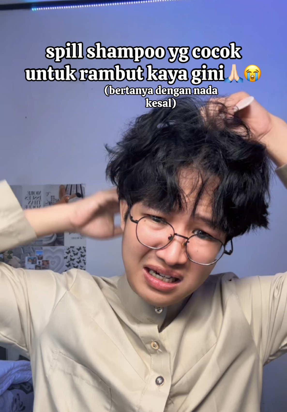😭bantu woy rambut gua susah banget di sisir #hair #rambutkasar #rambutrontok #haircare #shampoo 