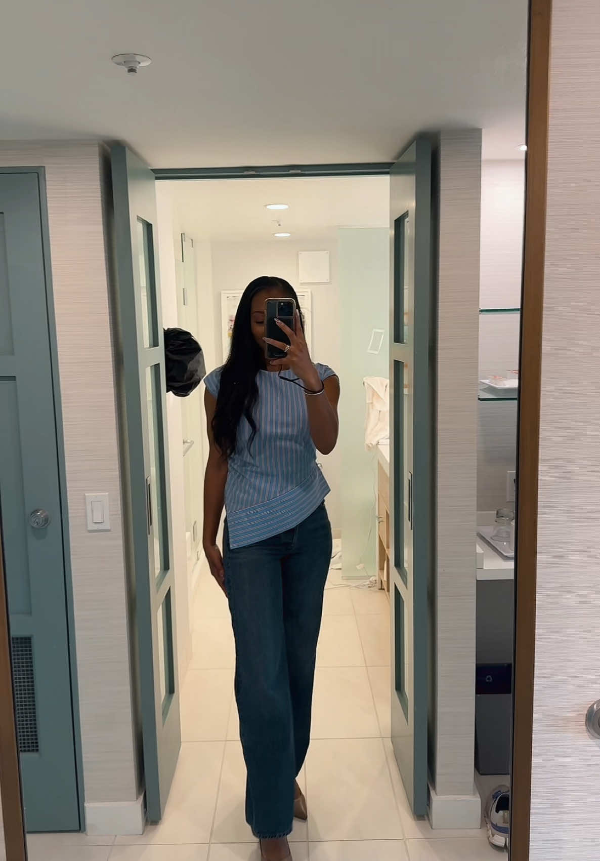 What I wore on my work trip to San Diego - Day 2  Went more casual for day 2 of workshops  Jeans - Citizens of Humanity  Top - Anthropologie  Heels - Maybe Sam Eldman from Nordstrom  #corporateootd #corporatelife #corporatefashion #corporategirl #corporategirly #workwearstyle #workwear #OOTD #fashion #fashiontiktok #nuuly  What to wear the work,  corporate outfit , corporate ootd, work outfits , workwear ,  corporate fit , nuuly , ootd