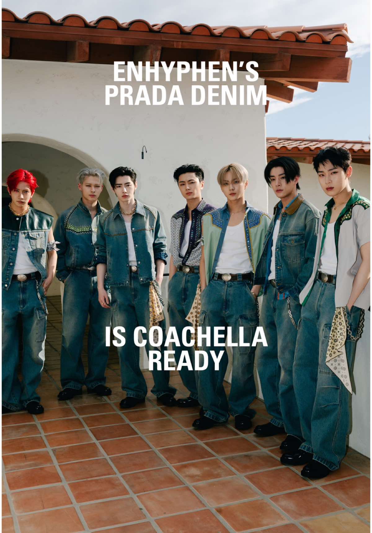 @enhypen is just getting started in their @Prada denim of course👖  Join us as ENHYPEN gives us an exclusive look behind the custom Prada fits for their debut Coachella set, what artists their excited to see, and how they define style. 📷:  Elinor Kry for Highsnobiety  #coachella #enhypen #enhypenedit #enhypen_belift #enhypenjake #enhypenjake #enhypenengene #fyp #trending #enhypenjungwon #enhypenfyp #