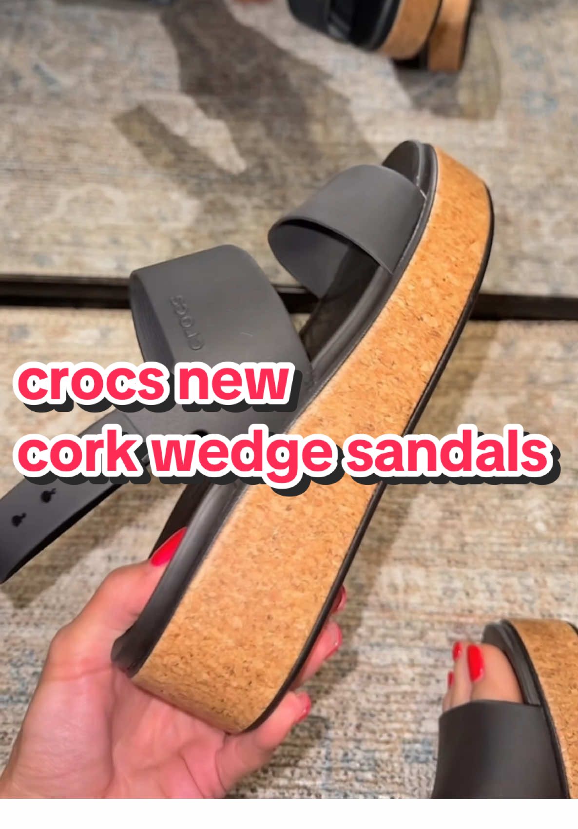 BRAND NEW CROCS— the Brooklyn cork wedge sandals 😍 @Crocs #crocs #crocsnewarrivals #crocssandals #sandals #wedgesandals 