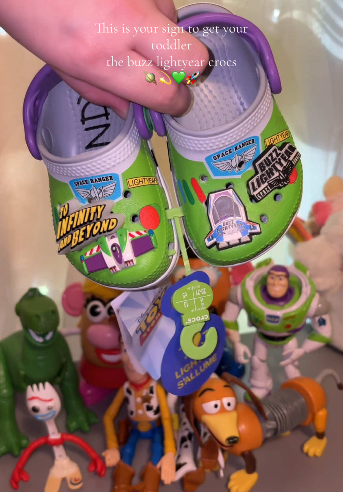 The cutest buzz lightyear @Crocs for our littlest baby . Toy Story obsessed in this house 🦖💫💚🚀 #crocs #toystory #toddlercrocs #toddlerfashion #buzzlightyear #buzzlightyearcrocs #toddlersoftiktok #toddlerfinds #disneyfamily 