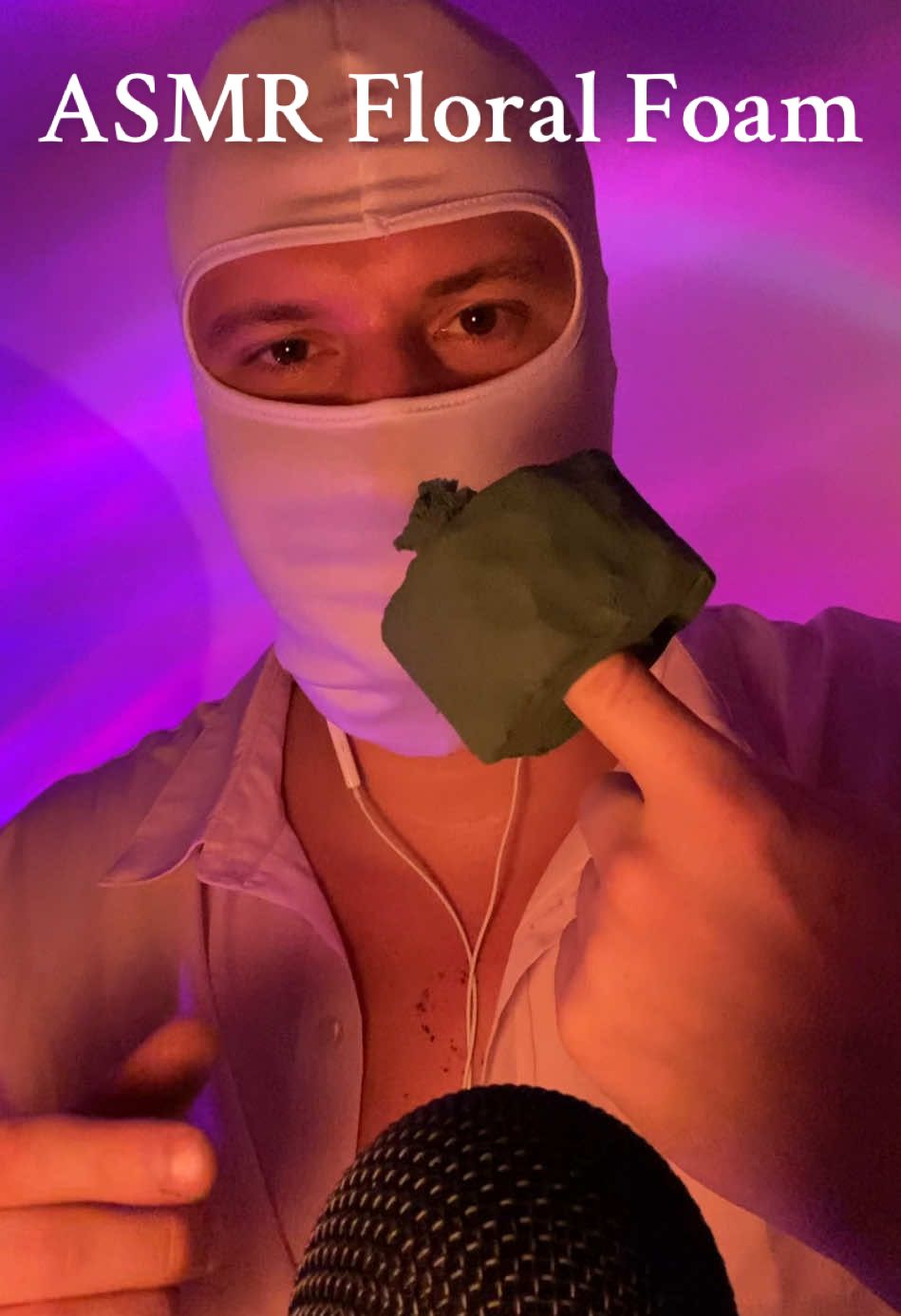 ASMR with Dry Floral Foam, check out Wet version on my YouTube 🙃  This video combined with my Cat Crunchy Munching Sounds 😅 #asmr #maskedasmr #floralfoam #floralfoamasmr #maskedman #asmrvideo #asmrsounds #fyp #foryou #asmrtist #maskedmen