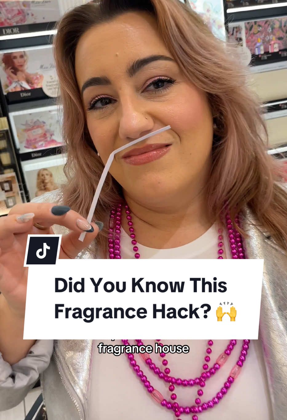 Another oldie but goodie! Using the short end of the blotter when spraying perfume in store allows you to experience the fragrance more efficiently. You want to bend the blotter to get it close to your nose in an artful fashion. It's an old trick I was shown in the fragrance house l worked in! It also allows you to smell the fragrance without any interference from the dye that is often found on the other side from the store logo in the case of the Sephora blotters! Now you know! #thelipsticklesbians #BeautyTok #perfumetiktok #fragrance #beautyhacks #perfumetok 