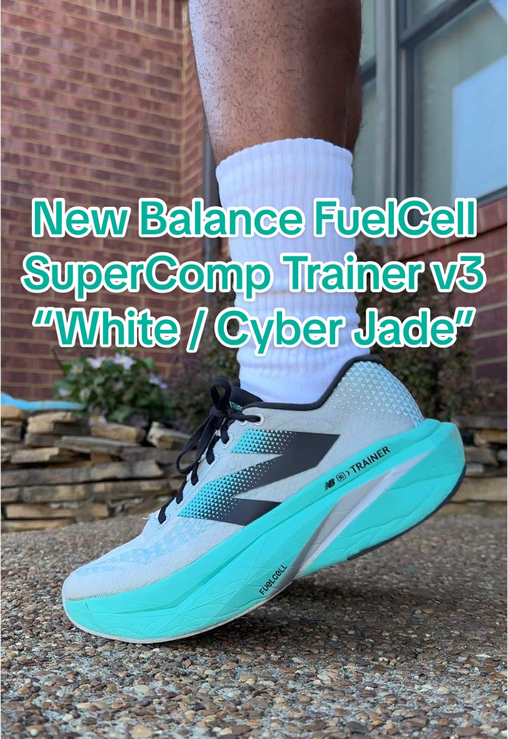 Wearing the New Balance FuelCell SuperComp Trainer v3 “White / Cyber Jade” Colorway #Running #runcontent #halfmarathon #halfmarathontraining #ASMR