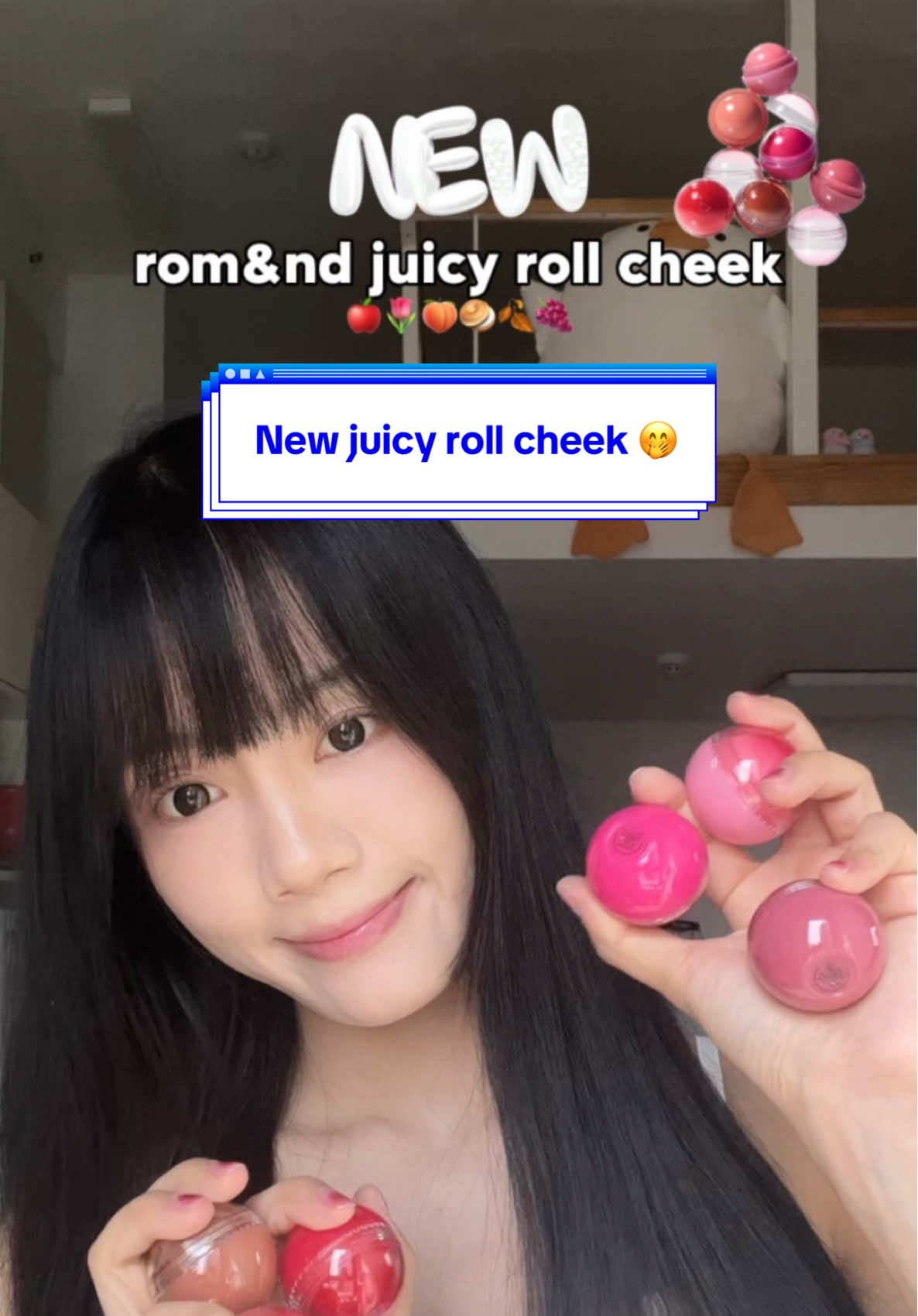 Swatching the new rom&nd juicy roll cheek! 🍂🌷💕 Which one is your favorite? 😳 #romand #juicyrollcheek #liquidblush #romandblush #romandmakeup #romandswatch #koreanmakeup #kbeautymakeup #stylekorean #stylekorean_global 