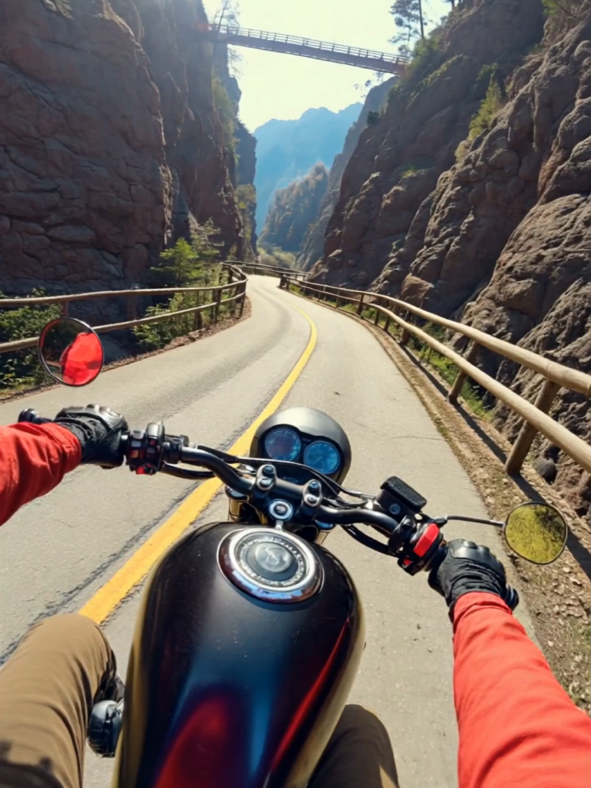 Drive on a nice day with a motorcycle #motorbike #motorbikerider #speed #motorcycle #aivideo 