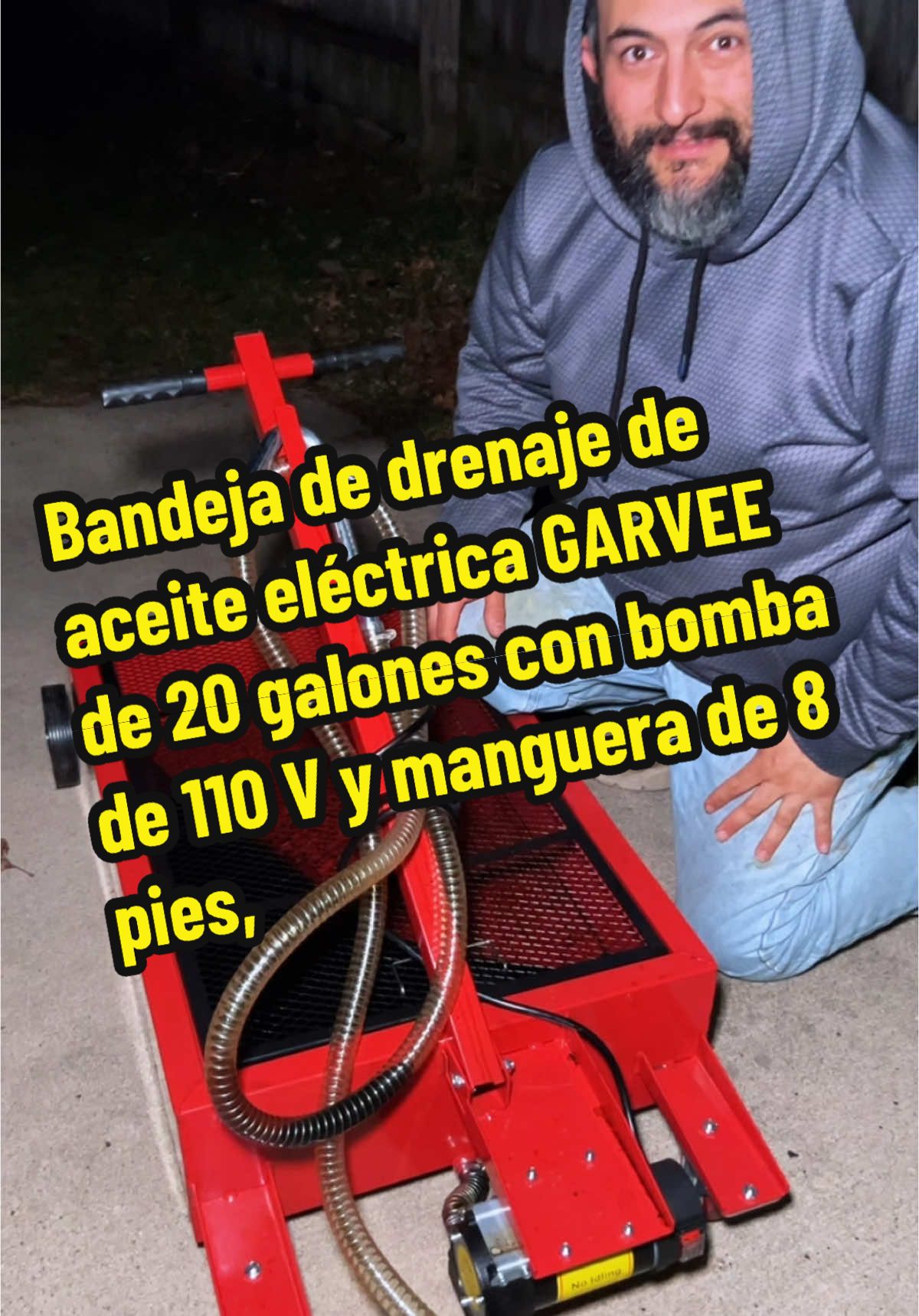 Bandeja de drenaje de aceite eléctrica GARVEE de 20 galones con bomba de 110 V y manguera de 8 pies, perfil bajo y manija plegable en T, carrito de drenaje de aceite para camionetas, autos y SUV #garvee #tiktokshop #mecanicos #cambiodeaceite #tools 