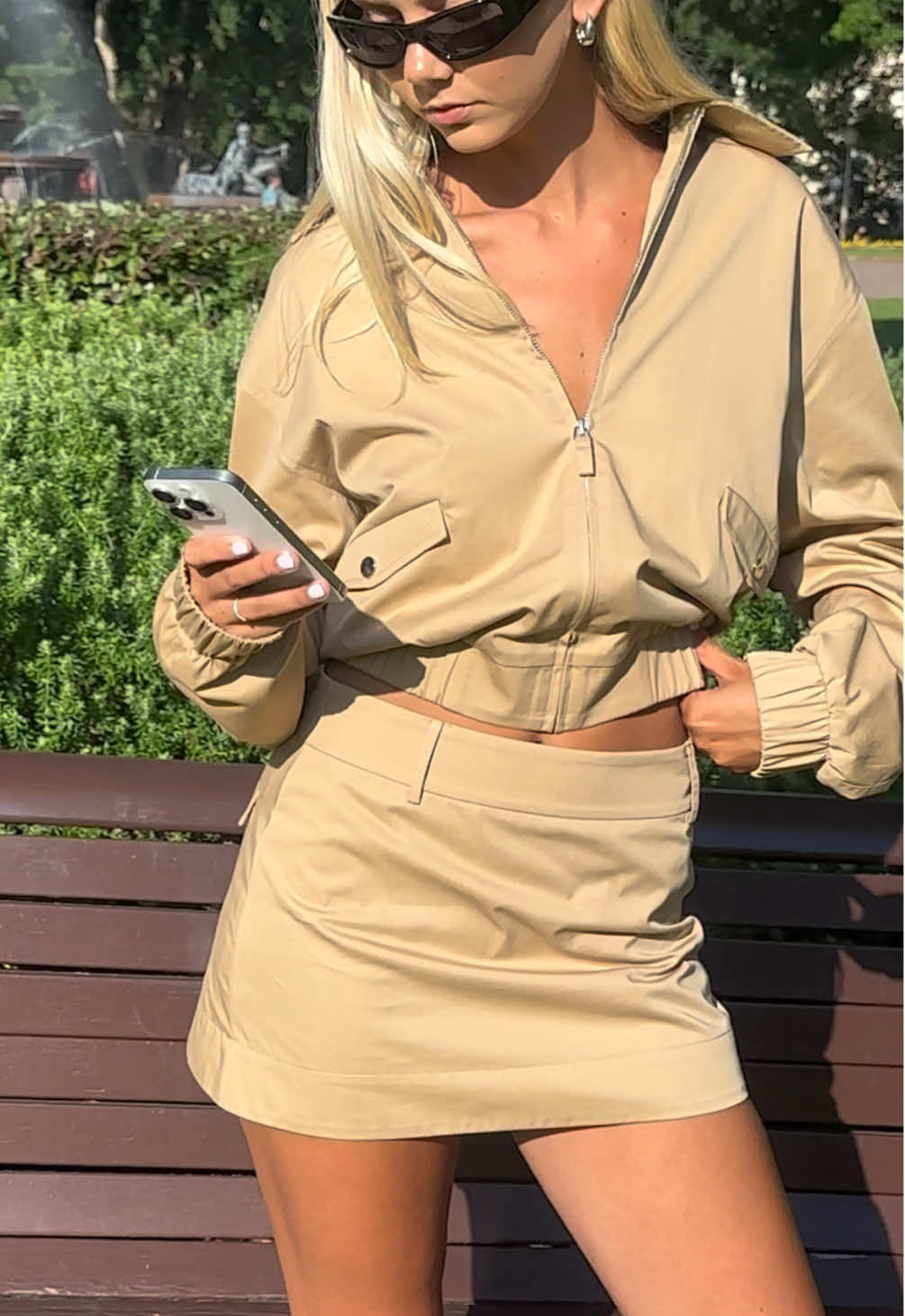 The new IT girl set of the season.  @briege in the Marquez Bomber and Nazra Mini Skirt. #coolgirl #autumnfashion #oufitinspo #set #itgirl #OOTD #ownleyforyou 