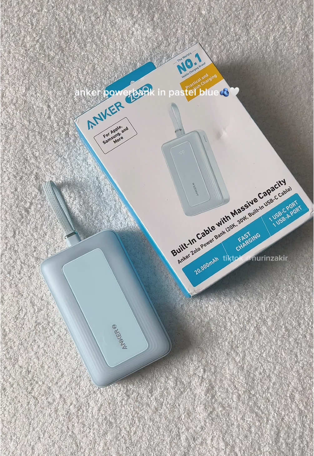 Invest duit beli yang elok so that tahan lama and takda kes macam dalam berita tu😭🤌🏻 #powerbank #blue #anker #ankerzolo #pastel #pastelblue 