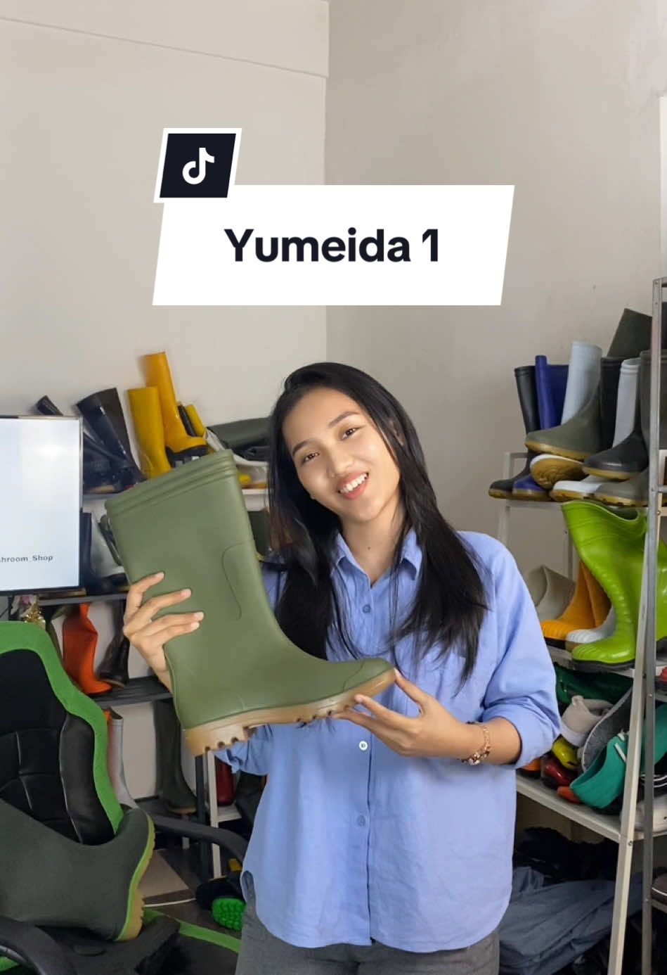 Redshroom Pusatnya Sepatu Boots  Yumeida 1 hijau sepatu boots tinggi bahan tebal dan nyaman digunakan  #RedshroomPusatnyaSepatuBoots #boots #Yumeida 