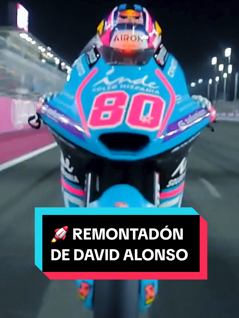 David Alonso perdió 5,8 segundos en las dos primeras vueltas del #QatarGP.  En las 16 restantes perdió sólo 5,7 segundos más  😳🚀 #AsparTeam #sportstiktok #QatarGP #tiktoksports #CFMOTO #MotoGP #Moto2 #racing 
