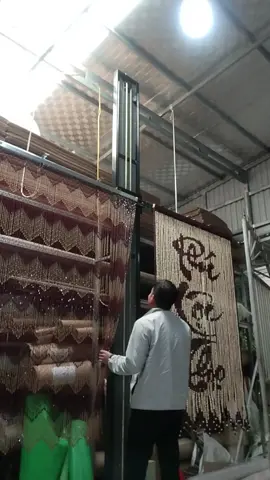 Rèm treo phòng thờ - Hạt gỗ phúc lộc thọ & KIm cương trắng nâu #remcua #remphongtho #remhatgo #remhatnhua