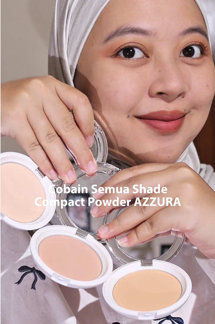 Semua shade compact powder diswatch kira kira hasilnya gimana ya? 🤭🥰 #SatuUsapanStunning #DiscoverTheDifferences #AZZURACosmetics #BeliLokal 