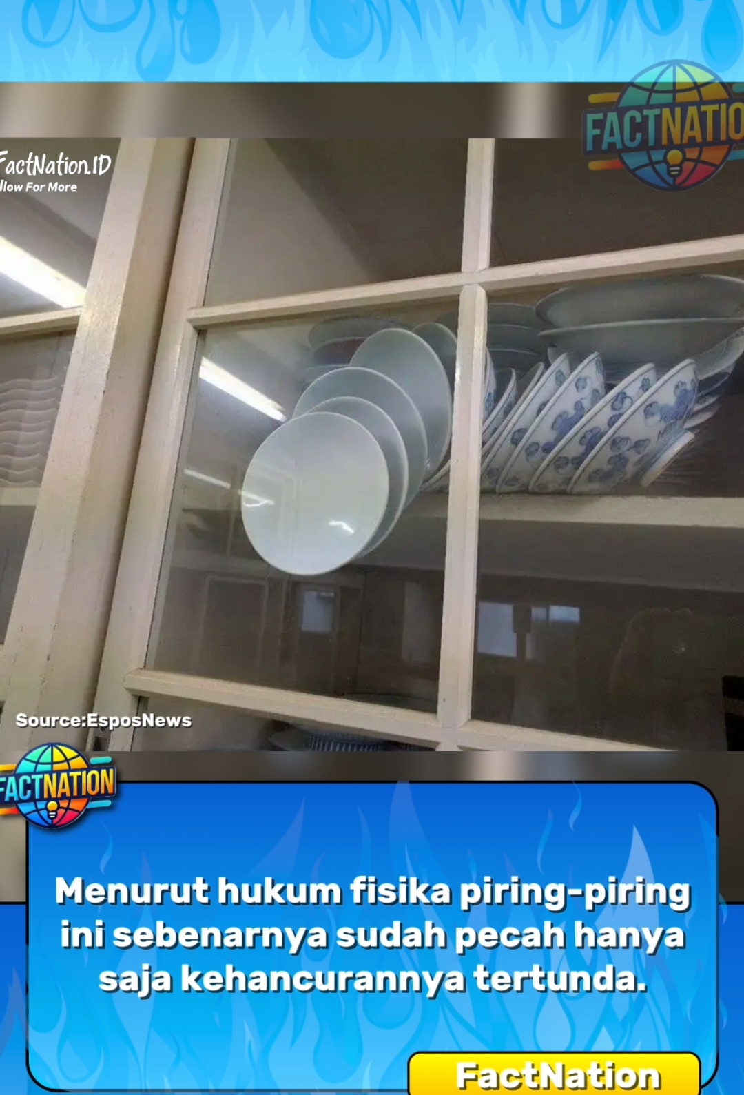 1. Rumus Piring Pecah Teori Murphy x Newton R = G + M – K Keterangan: R = Risiko pecah G = Gaya gravitasi M = Faktor Murphy (semua yang bisa salah akan salah) K = Kaca lemari (penahan terakhir) > Jika K = 0 (kaca dibuka), maka: R = G + M → Piring pecah 100%. #FactNation #TeoriMurphy #TeoriNewton #FaktaUnik #PiringPecah #HukumGravitasi #FaktaMenarik #RisikoPecah #MurphysLaw #HukumNewton