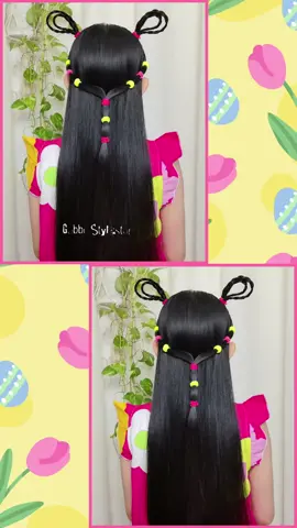 Bunny Ears Hairstyle✨🐰💯👧🏻🌸🌷🌼 #hairstyleideas #HairStyle2025#easter2025 #hairstyletutorial #tiktokhairstyle 