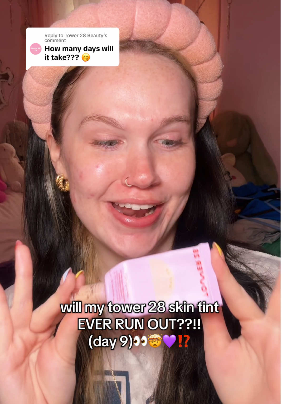 Replying to @Tower 28 Beauty bestie DO YOU THINK DAY 9 IS THE DAY? if not, what day do you think i’ll FINALLY empty this tube?! @Tower 28 Beauty 👀💜🤯⁉️ #makeup #makeupreview #tower28 #tower28makeup #tower28beauty #tintedspf #skintint #istodaytheday #holygrail #holygrailproducts #holygrailmakeup #beauty #funny #series #comedy #favoritemakeup 