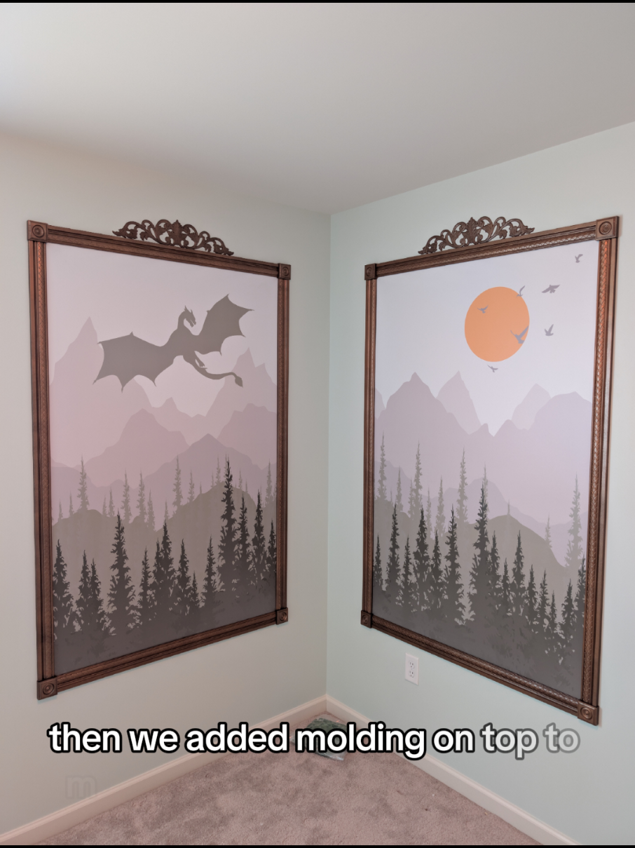 How the Dragon Murals were made in our Nursery 🐉 @The Home Depot @creativedecalsforyou  @Peter (Rhysand)  #dragonnursery #babydragon #nurserytheme #nurserydecor #nerdyparents #pregnantcosplayer 
