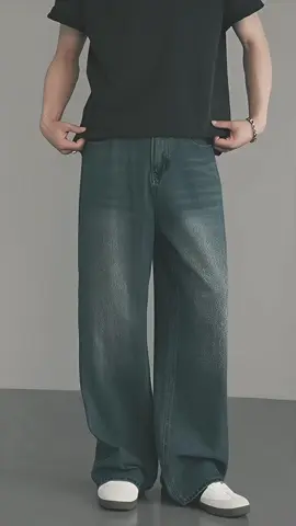 Fashion Brand Washed Jeans Men's Baggy Straight Trouser Korean Style Street Fashion Pants. #bluejeans #baggyjeans #denimpants #pants #denimjeans 