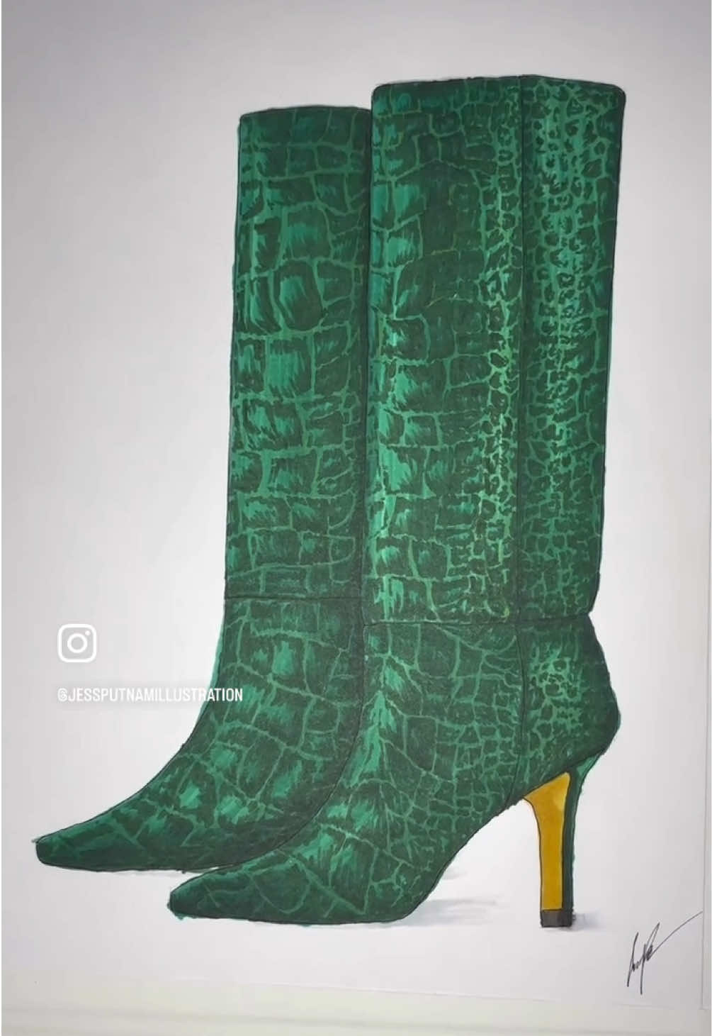More shoes! The beginning of the Green Series💚  #greenseries #boots #crocodile #bootsaremadeforwalking #artist #illusration #fashionillustration 