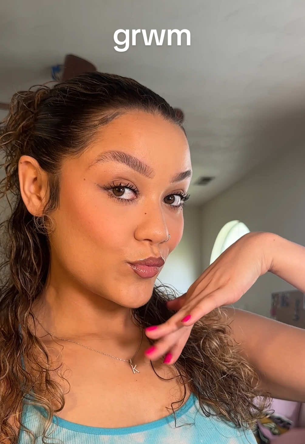 that milky toner will do it for me everytime #grwm #makeup - @byoma hydrating milky toner - @elfcosmetics brow laminating gel - @Milani Cosmetics stay put precision brow  - @DanessaMyricksBeauty blurring balm powder  - danessa myricks yummy skin tint - @NYX Professional Makeup bare with me concealer serum  - elf halo glow contour wand - @ONE SIZE BEAUTY blurring setting powder  - @caliray beauty come hell or highwater tubing mascara  - @Fenty Beauty lip pencil brown’d out - elf camo liquid blush shade blond lilac - elf glow reviver lip oil shade honey talks - @ColourPop Cosmetics super shock hilights shade wisp