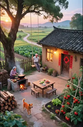 Evening Laughter, Clay Walls 😄🏡 Clay Home 🌄🌿 #aivideo #village #villagevibes #newtrendingvideo #fypviralシ 