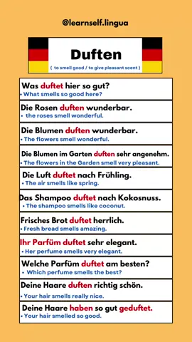 Duften ( to smell good ) Learn in German 🇩🇪 #germanlanguage #learngerman #deutschkurs #deutschlernen #sprache #deutsch 