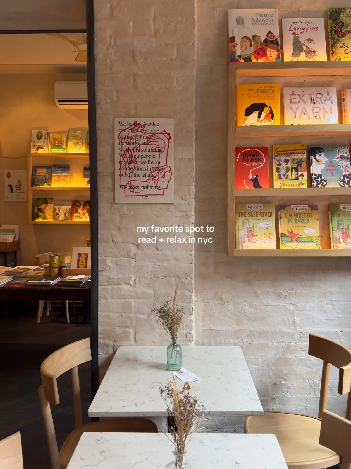 one of my favorite places to read, relax, & people-watch in nyc ✨✨ filled with the most beautiful italian children’s books & homemade croissants!! #nyc #westvillage #nyccafe #sullaluna 