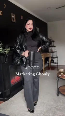 OOTD as a marketing Ghouly🖤 🦇🕶️ Yes, my @Glossier perfume & @Stanley Brand cup is part of the outfit.  . #goth #corporategoth #corporate #alt #blackoutfit #edgy #fashion #StanleyCup #spring #springfashion 