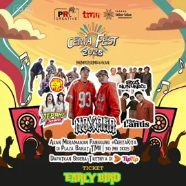 Saatnya amankan tiket Guys.. Pastikan nih ya, kalian yang punya pasangan, bestie-an, atau bahkan circle-an dan berencana mau berjoget bersama @NDX AKA  di panggung @Ceria Fest 2025  #CeritaKita bisa mendapatkan ticket Festivalnya di fase early bird ini. Karena setelahnya hanya akan ada penjualan single ticket. Buat VIP gimana? Baru bisa dibeli saat fase Presale 1 tanggal 21 April 2025 yaa Gas, amankan tiketnya sekarang juga. Buat yang udah dapat tiketnya boleh absen dulu gak sih. #CeriaFest #MeiCeria #CeritaKita #TMII #PlazaBaratTMII #30Mei2025 #ErlyBird #Tiket #SingleTicket #CoupleTicket #BestieTicket #CircleTicket