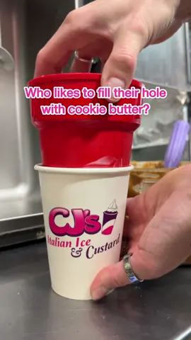 I love my hole filled with cookie butter, what about you????  📍@cjsitalianiceandcustard 