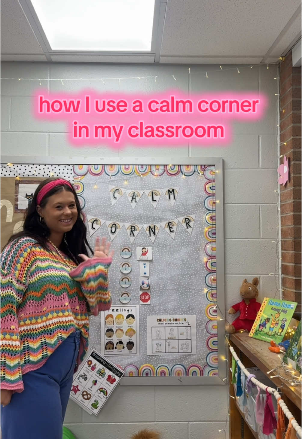 a calm corner is a must for every functioning classroom! Here’s how I use mine! #teacher #teachersoftiktok #teachertips #behaviormanagement #classroommanagement #calmcorner 