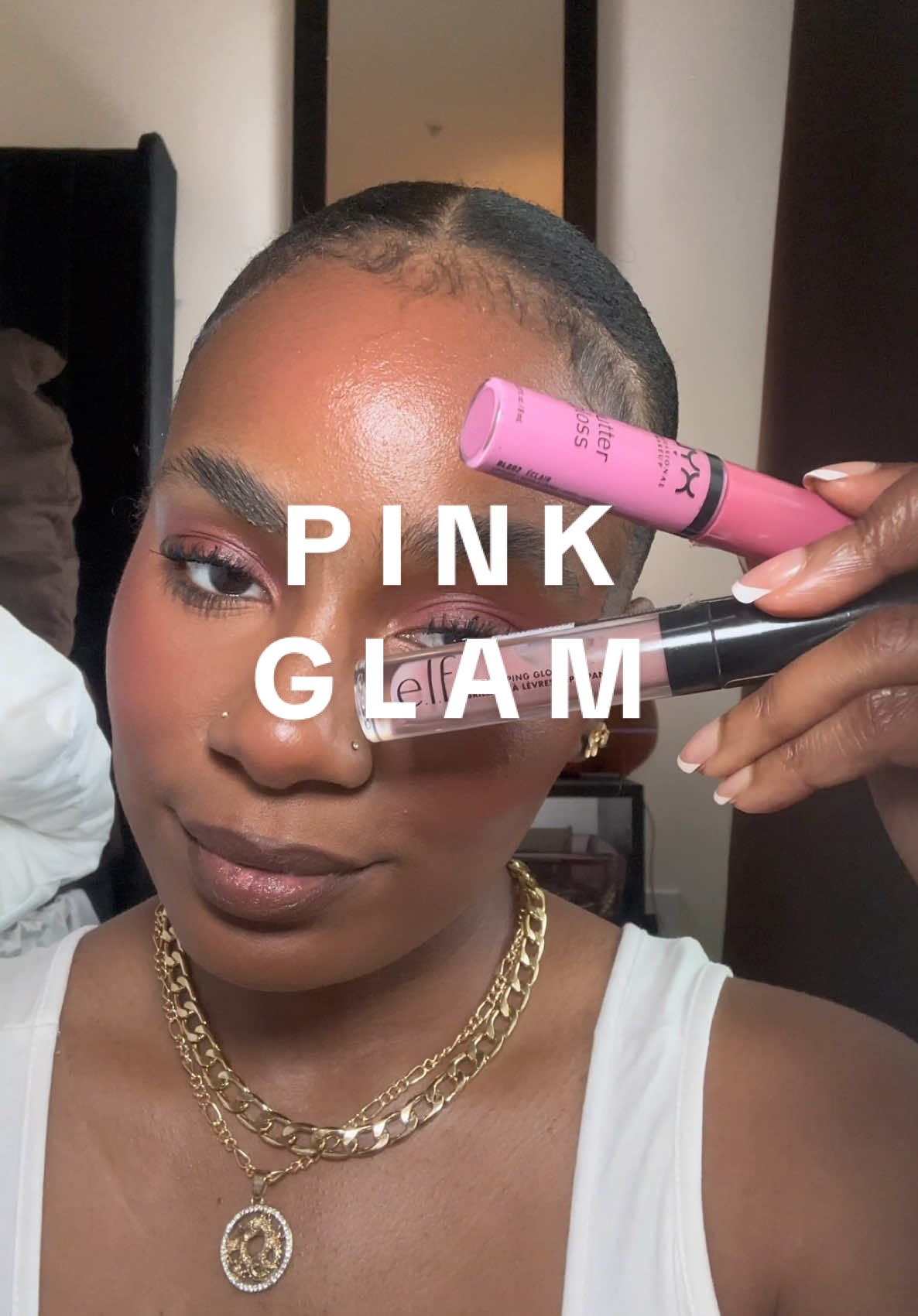 It’s Spring bring out the Pink glam  🌸🦩🌷🎀 • • Products Used: Primer: Elf x power grip primer  Foundation: Elf satin glam x deep cool  Blush: Elf x gorg orange + coral crush Bronzer: Fenty match stix x  truffle Concealer: Elf hydrating camo concealer x deep tan Loose powder: Huda beauty x cherry blossom cake Powdered bronzer: Juvias place x deep dark Powdered blush: Juvias place x volume 4 Lip Combo: morphe x trendsetter , Nyx butter gloss x eclair , Elf plumping gloss x pink Paloma  @elfcosmetics @Juvia’s Place @Maybelline NY @Fenty Beauty  @NYX Professional Makeup @Huda Beauty  #softglam #makeup #springmakeup #makeuptutorial #MakeupRoutine 
