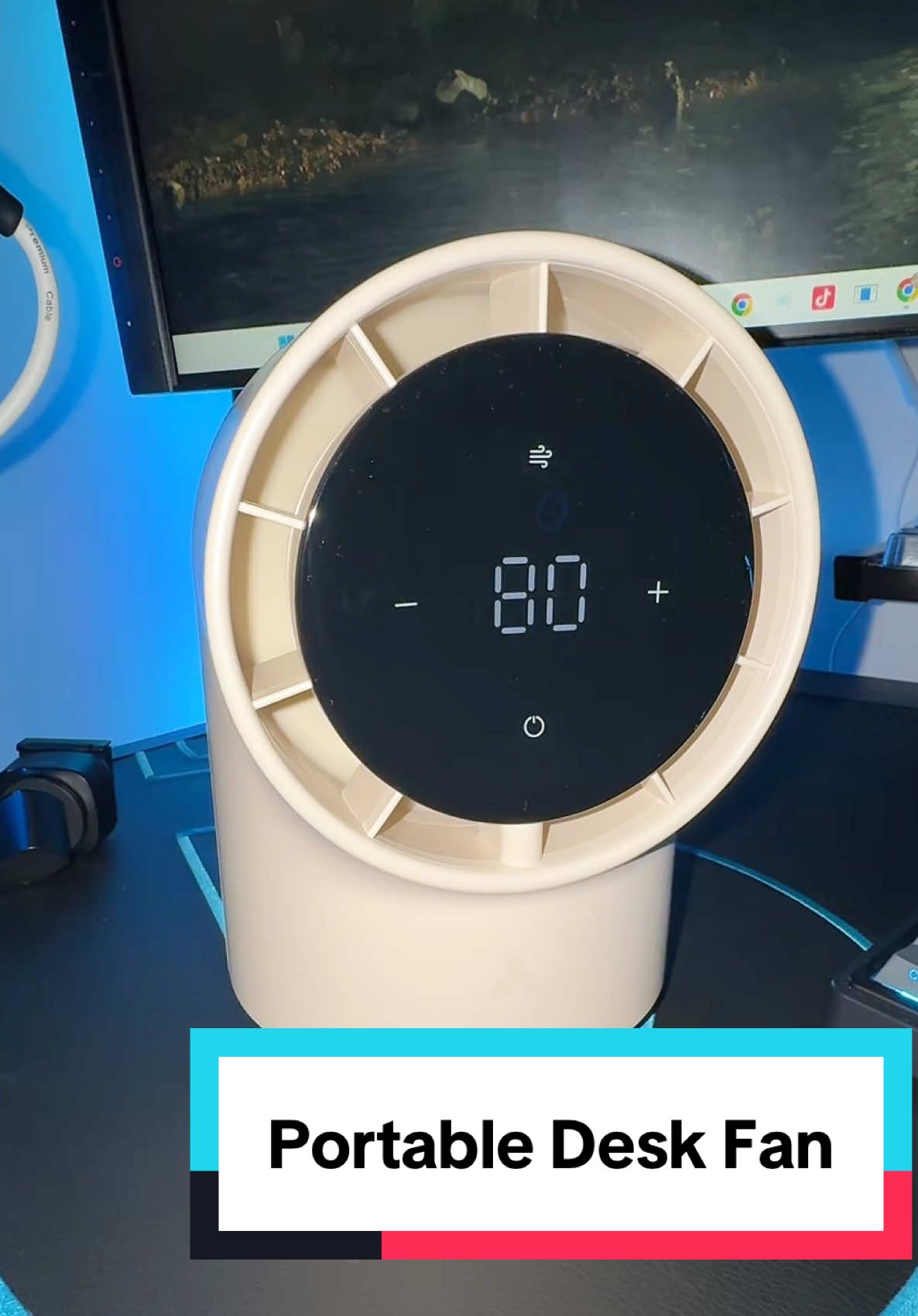 The Aecooly touch screen desk fan. For indoor and outdoor use