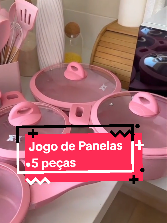 Jogo de Panelas 5 peças, indução e gás revestido em cerâmica antiaderentes  Para comprar ⤵️  ✅ Digite EU QUERO que te envio o link  #cozinha #casa #comprasonline 