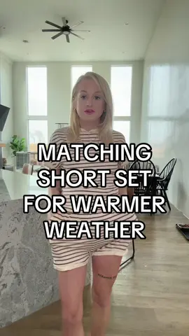 Wearing my normal size, this is so soft & perfect to throw on & go!  #matchingset #set #shortset #striped #springoutfit #casuallutfit #OOTD #springfit #momfit 