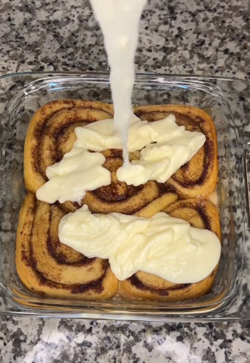 Replying to @༺ʅҽxιིྀ༻  We got Cinnabon At Home 🗣️ - Full Cinnamon Rolls Full Recipe Below!  Ingredients  - Grands Cinnabon  Cinnamon Rolls. - Heavy Whipping Cream. - Butter. - Brown Sugar. - Cinnamon.  - Vanilla Extract.  - Cream Cheese. - Powdered Sugar. Instructions  - Cover the bottom of your baking dish in Heavy Whipping Cream. - Even place your cinnamon rolls in the pan. - Create your cinnamon mixture by mixing a half of stick of butter , 1/4 cup of brown sugar, and a table spoon of cinnamon. - Pour your Cinnamon mixture over your cinnamon rolls and bake in the oven at 350°F for 27-29 minutes. - Create your cream cheese icing by mixing 4oz of softened cream cheese , 3oz of unsalted butter , 3/4 cup of powdered sugar, and a tablespoon spoon of Heavy whipping cream. Mix until smooth. - When done, remove your cinnamon rolls from the oven , let sit for a few minutes and then add your Cream Cheese icing . - and enjoy 😉  #Recipe #cinnamonroll #cinnamonrollsrecipe #dessert #FoodTok #Foodie #foodtiktoks #EasyRecipe #pastry #viralfood   #easydessert 