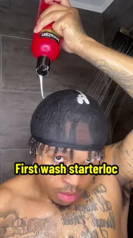 My first starter loc wash #fyp #foryoupage #dreads #dreadhead #locs #starterlocs 