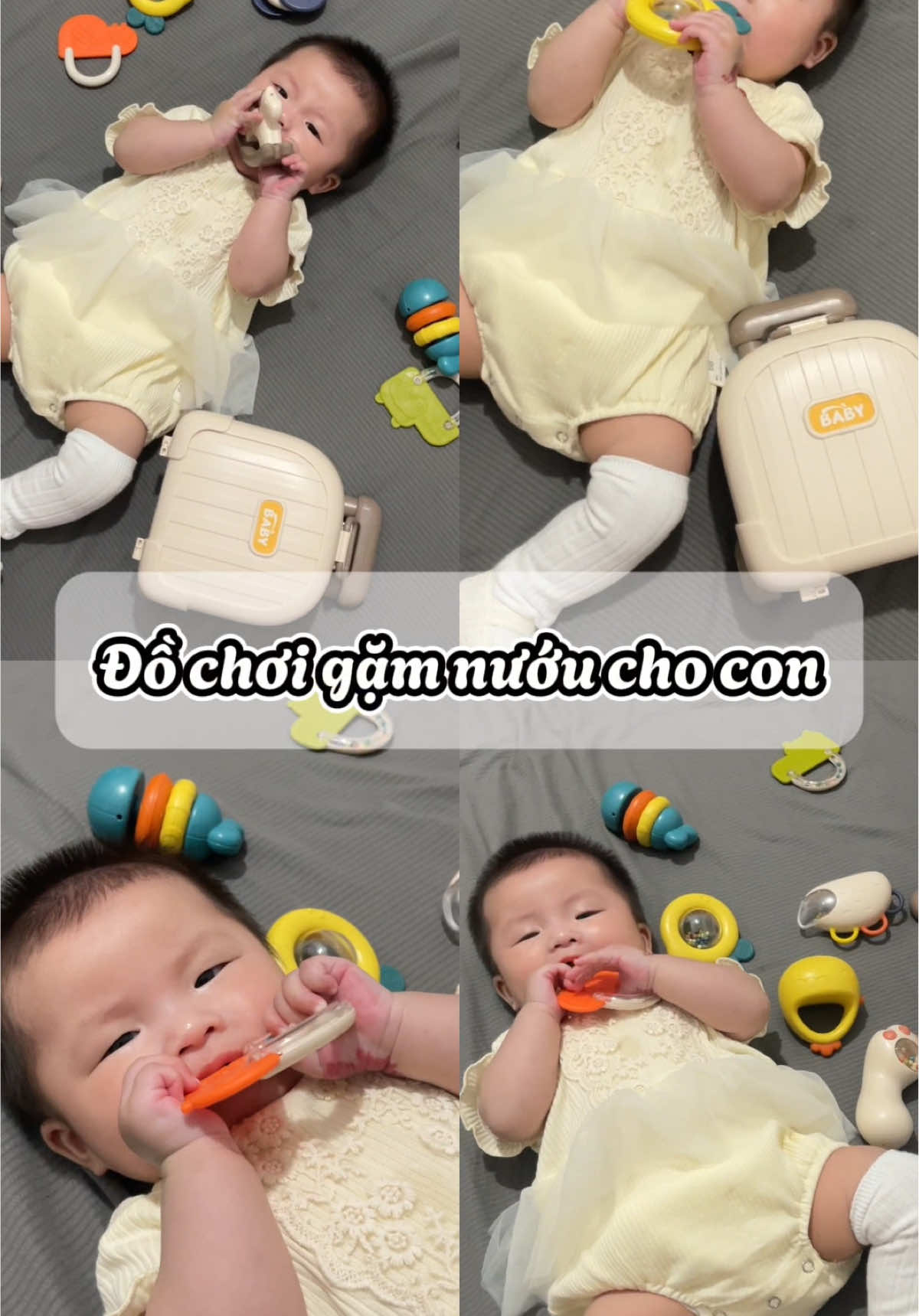Đang loay hoay không biết cho con chơi gì mà vừa luyện khả năng cầm nắm,nhận diện màu sắc,âm thanh tứf xúc xắc lại có thể gặm nướu an tianf cho con thì các mẹ tham khảo vali 10 chi tiết g nướu này cho con nha mẹ. 💋 #dochoichobeyeu #mebimsua 
