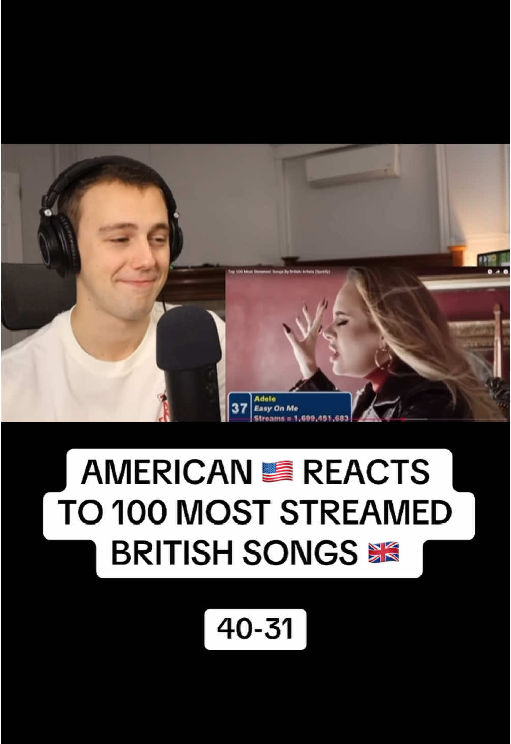 40-31 | An American diving into the top 100 most streamed British songs… Incredible! Clip From: ItsJPS #BritishMusic #UKTop100 #AmericanReacts #MusicReaction #TikTokReacts #BritishHits #UKVsUS #SpotifyCharts #musictok 