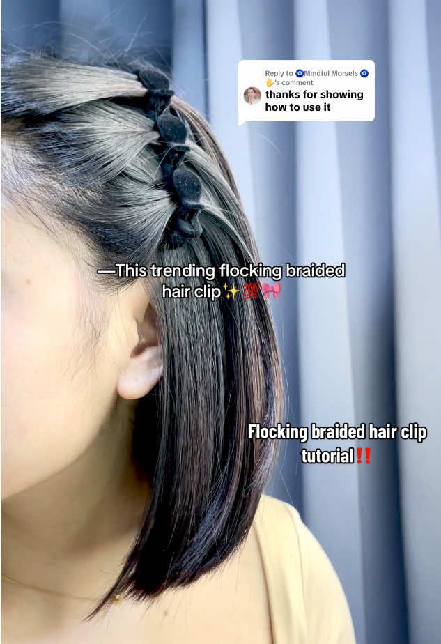 Replying to @🧿Mindful Morsels 🧿✋ very easy to use and very cutesy flocking braided hair clip💯✨ #braidedhair #braided #hairclip #flocking #trending 