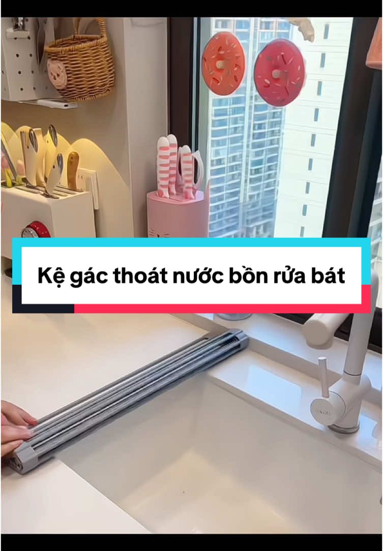 Kệ gác thoát nước bồn rửa bát #giadungthongminh #fyp #nộitrợ #kegacbonruachen 