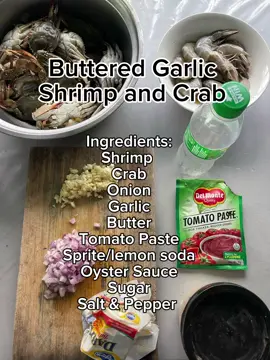 Buttered Garlic Shrimp and Crab #fyp #foryoupage #foryou #cookwithme #food #Recipe #seafood 