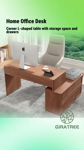 💻✨ This modern L-shaped corner desk is a game changer for my home office! With built-in storage and sleek design, it’s perfect for small spaces. Ready to work in style! 🖤 #Giratree #Giratreefurniture #OfficeDesk #CornerDesk #HomeOfficeGoals #StorageSolutions