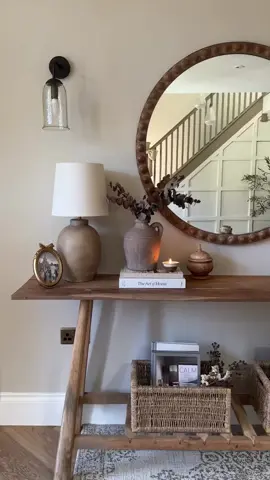 Our Florence Mirror was made for this spot in @jade ‘s beautiful hallway 🤎✨ 🔍Florence Round Mirror, Large 📸@final_family_home  #perchandparrow #fyp #Home #homedecor #mirror #hallway 
