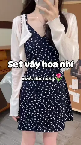 Set váy hai dây hoa nhí x Áo cardigan mỏng siuu xinh cho mùa hè này⛅️ #vayxinh #phoidoxinh #outfit #gocreview #xuhuong 
