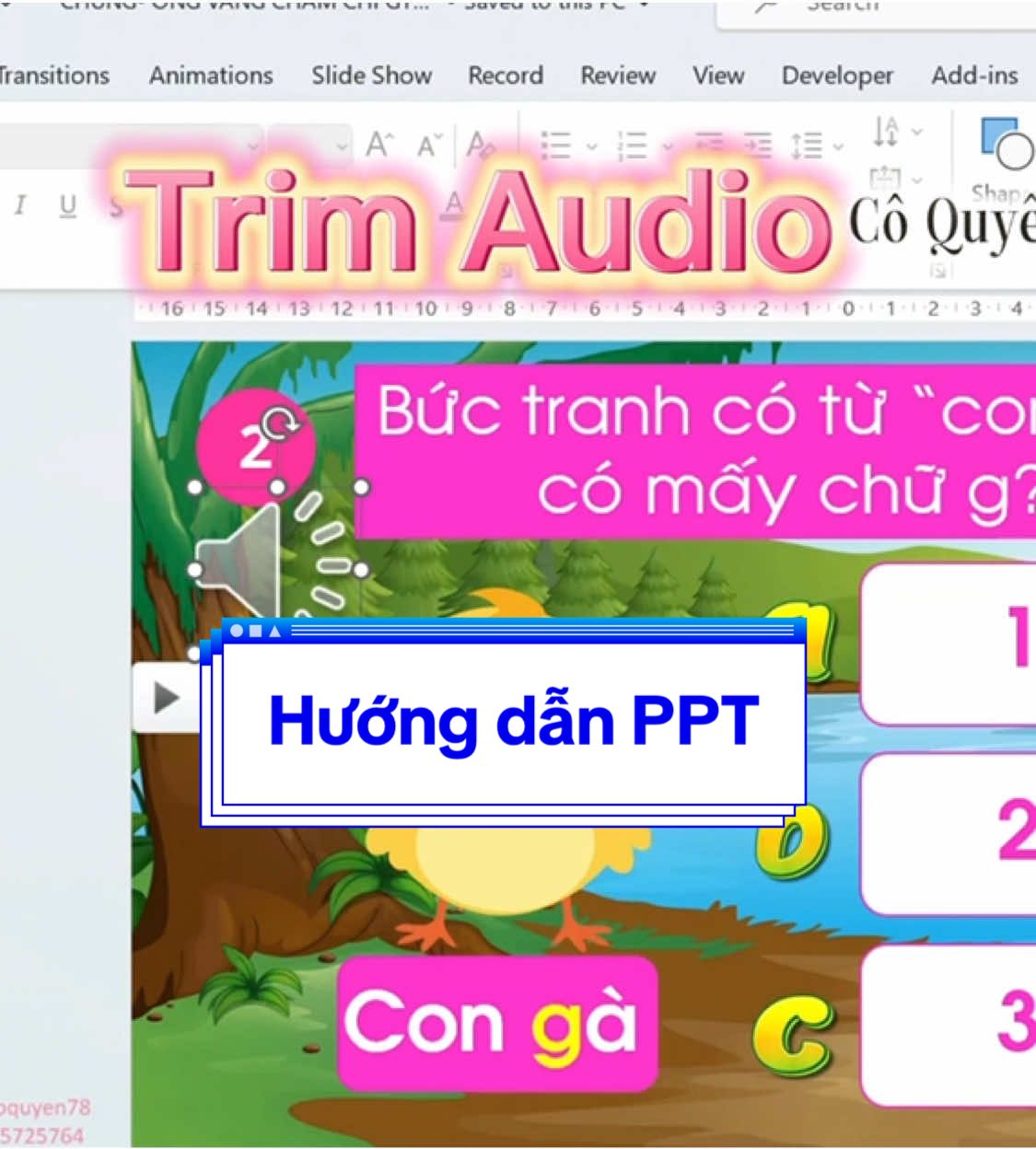 Phần 115 ~ ☘️ Hướng dẫn chèn và cắt âm thanh trên PowerPoint 💕 #coquyen78 #khoahocppt #giaovien #powerpointtutorial #coquyen #coquyen #powerpoint #gamepowerpoint #coquyenppt  @Cô Quyên 78  @Cô Quyên 78 