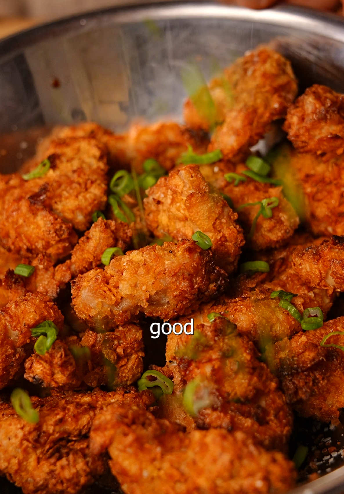 Popcorn chicken orange chicken Crispy Delicious and Air Fried  What’s better than popcorn chicken. Well. Orange chicken, and let’s just make that air fried with corn flakes and I think we got something really good in our hands. I lie you not this we’ll be the best chicken you have ever had and you don’t have to feel bad about eating all of it ( if you can ) Recipes  Ingredients  Popcorn chicken  3 chicken thighs  1 cup flour 2 cups corn flakes  2 eggs  Directions  Popcorn chicken  Cut the chicken thighs into small pieces 1/2 inch to 1 inch. Dredge them in flour, beaten eggs and the crushed corn flakes.  Get them in your air fryer evenly spaced spray with oil and cook on 385F for 16 minutes, shaking halfway through Check out my orange chicken sandwich video for a full recipe #popcornchicken #orangechicken #chicken #lowcalorie #chickenrecipes #foodgasm 