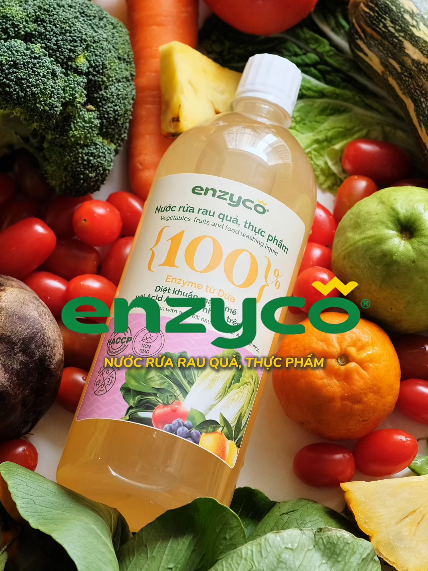 Phiên Bản Mới của Nước Ngâm Rau Củ Quả Enzyco - giúp diệt vi khuẩn, thuốc bảo vệ thực phẩm một cách mạnh mẽ, mang sự sạch sẽ, an toàn vào mọi bửa ăn! #enzyco #nuocngamruathucpham #lamsach #tunhien #khonghoachat #antoanchobe #EcoFriendly #enzymedua #sinhhoc #quatang #viral #fyp #xuhuong