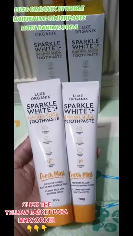 LUXE ORGANIX SPARKLE WHITENING TOOTHPASTE WITH BAKING SODA 120 GRAMS  KAYA CLICK THE YELLOW BASKET TO ORDER#luxeorganix #whiteningtoothpaste #toothpaste #TOOTHPASTE #bakingsoda #BAKINGSODA#luxeorganix #viral #VIRAL #viralvideo #virall #trending #trendingvideo #trendingsong #trendingtiktok #trendingsound #TRENDING